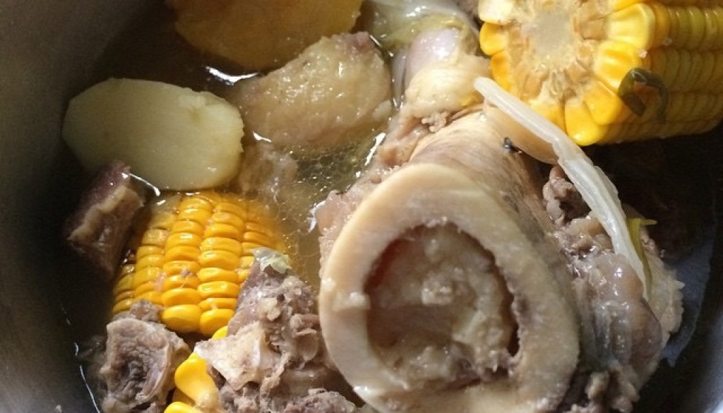 Bulalo variation with thick slices of corn cobs