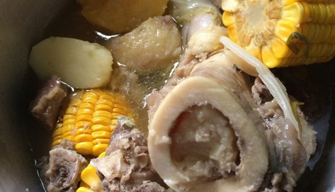 Bulalo variation with thick slices of corn cobs