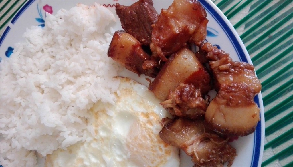 adobo with rice and fried egg