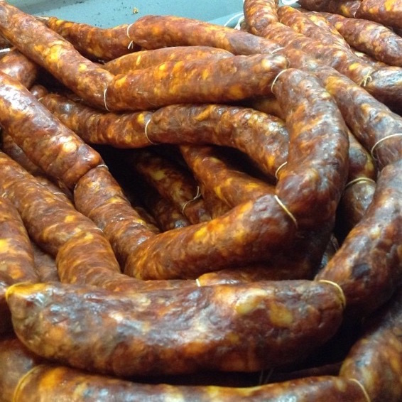 Chorizo sausages in Spain