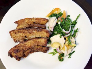 Fried Liempo and Fern Salad